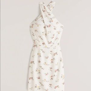 Abercrombie Twist-Front Halter Slip Mini Dress in White Floral